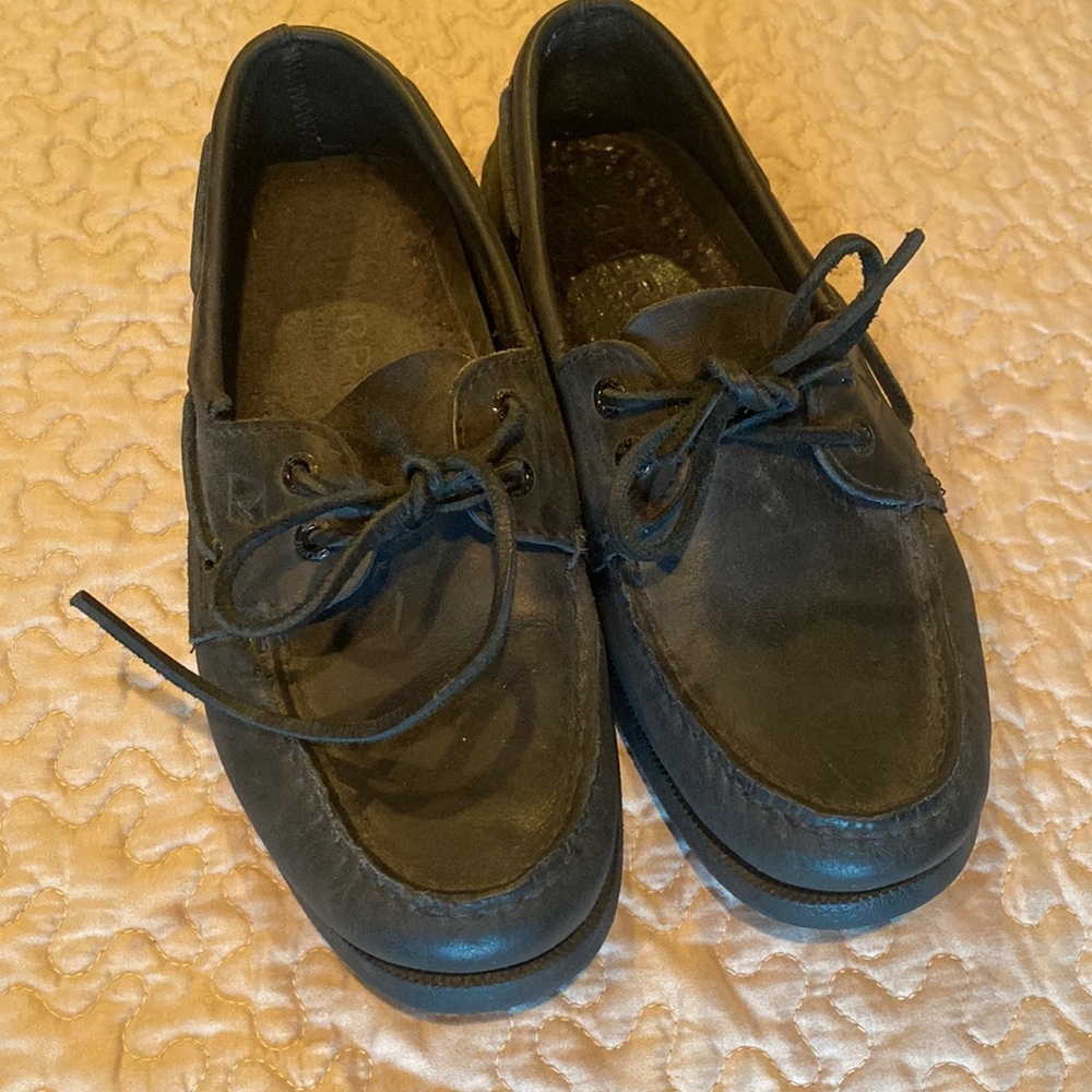 Mens Black Leather Sperry Topsider A/O